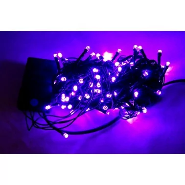 LED гирлянда, 100 фиолетовых лампочек, 8 м, 8 световых программ