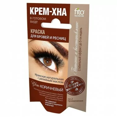 Wimpern- und Augenbrauenfarbe "Fitokosmetik" auf Henna-Basis, 2x2ml, Farbton: Braun