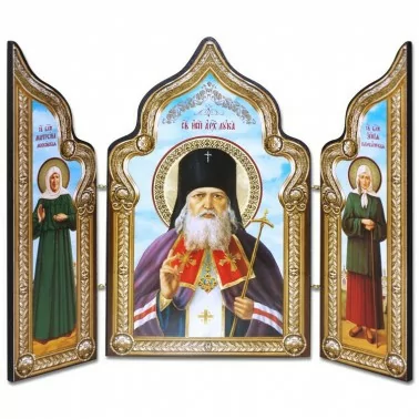 Икона-Складень "Архиепископ Лука" тройная , 19x25 см, двойное тиснение, в отдельной упаковке