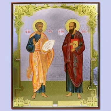 Икона "Пётр и Павел" 30x40 см,деревянная,двойное тиснение