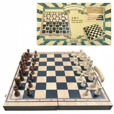 Набор 3 в 1 (шахматы,шашки,нарды), дерево, доска 47 х 47 см