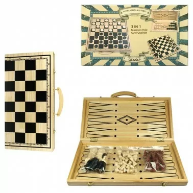 ﻿Schach-, Damen- & Backgammonspiel (Nardy), 40 X 40 cm
