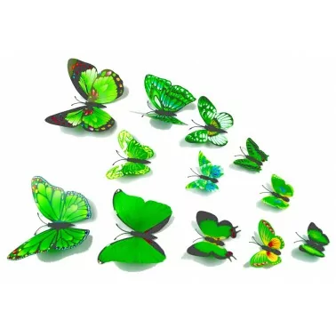 12 Set 3D Schmetterlinge mit Magnet/Klebe-Punkte grün 1
