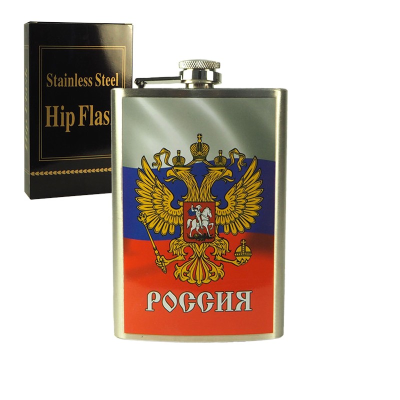 Фляжка "Россия", из нержавейки, 270 мл. Фляжка "Россия", из нержавейки, 270 мл.