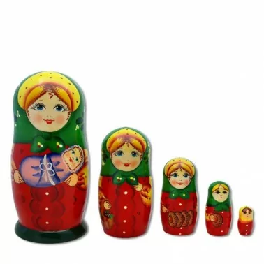 Матрёшка "Девушка с ребёнком" (M5) 15 см,Сергиев Посад