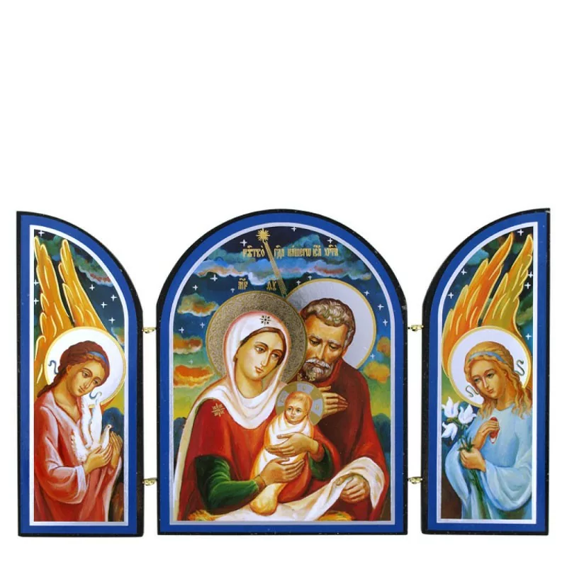 Икона-Складень "Рождество Господа Бога и Спаса нашего Иисуса Христа" тройная, 9 x 12 см
