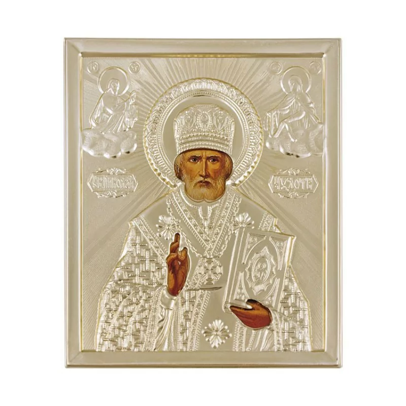 Икона "Николай чудотворец" в ризе, 11x13 см