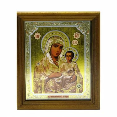 Икона "Иерусалимская" деревянная рама, двойное тиснение, 13 x 15 см