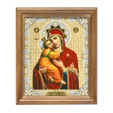 Икона "Владимирская" деревянная рама, под стеклом, 13 x 15 см