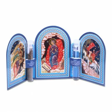 Складень тройной "Рождество Христово" со святой землёй и маслом, освящённым в храме Гроба Господня