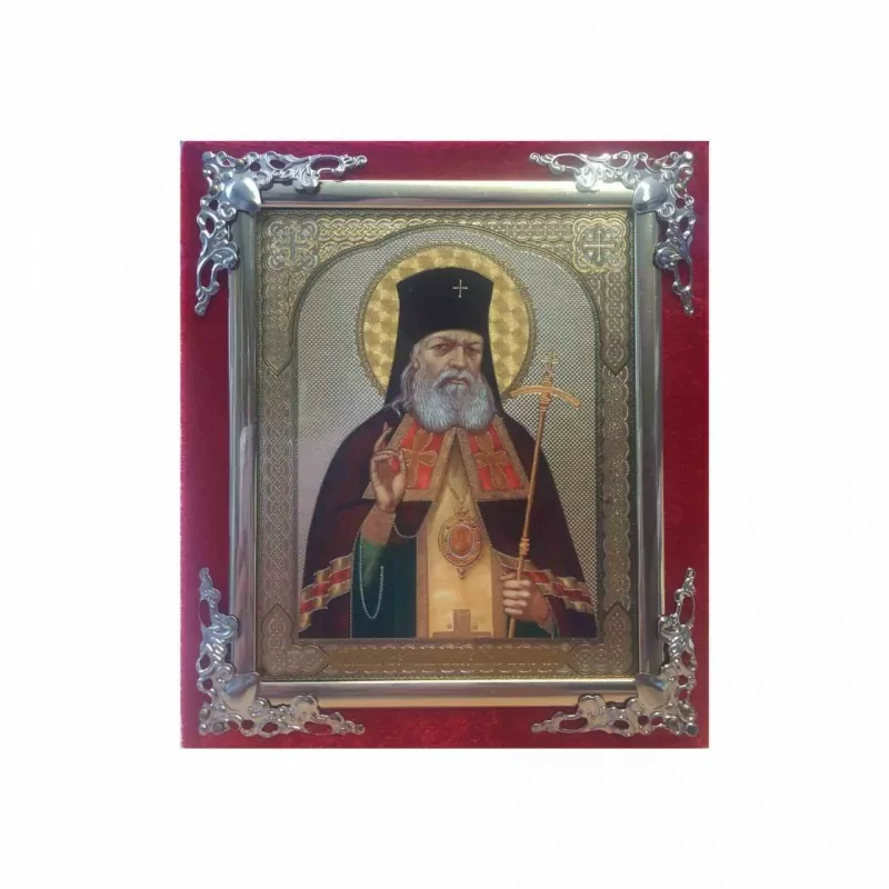 Икона в бархате, малая, Св. Лука Крымский, 10х12 см