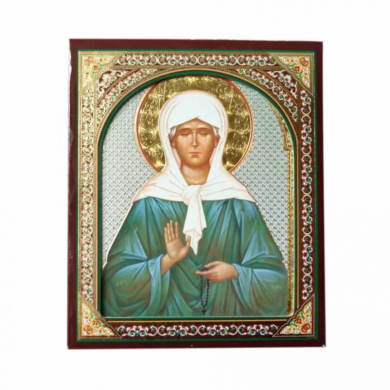 Икона деревянная в футляре, "Св. Матрона", 10х12 см
