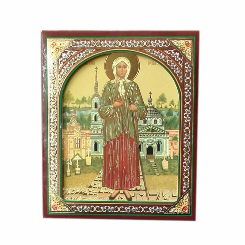 Икона деревянная в футляре, "Ксения петербуржская", 10х12 см