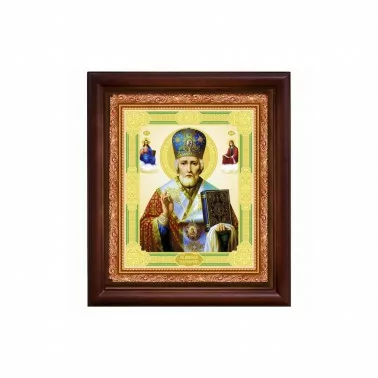 Икона в дерев. киоте, "Святой Николай", 15х18 см