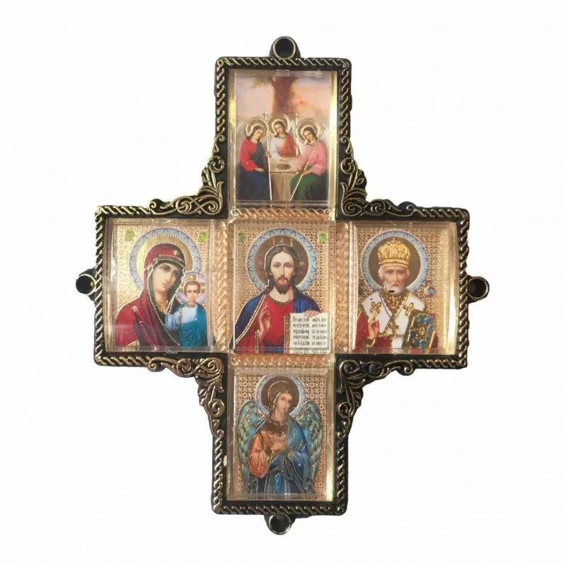 Икона автомобильная "Крест" (Иконостас), 9х11 см
