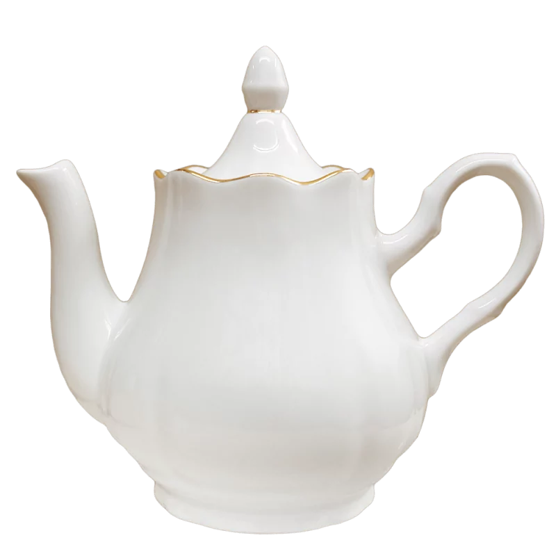 Чайник фарфоровый 1750 мл "Ностальгия", белый с золотом