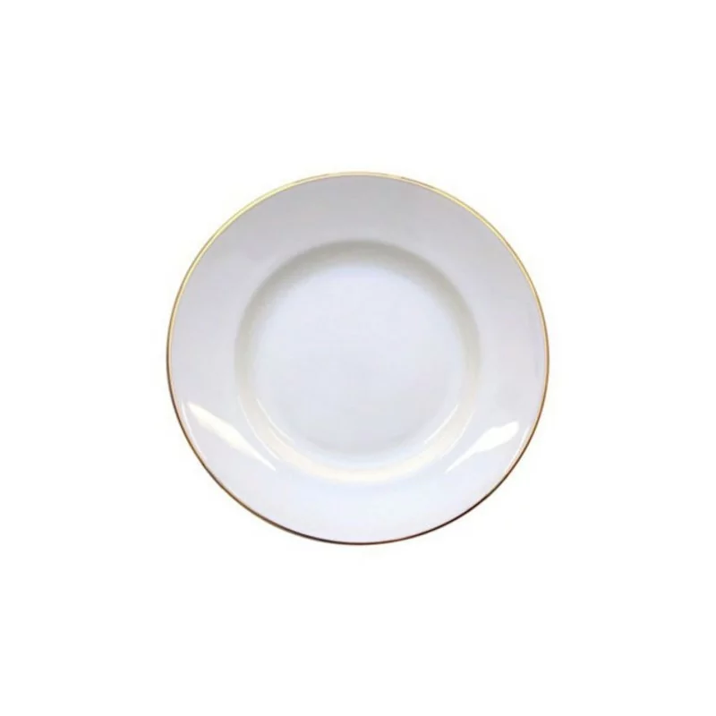 Тарелка суповая, фарфоровая 20 см "Ностальгия", белая с золотом