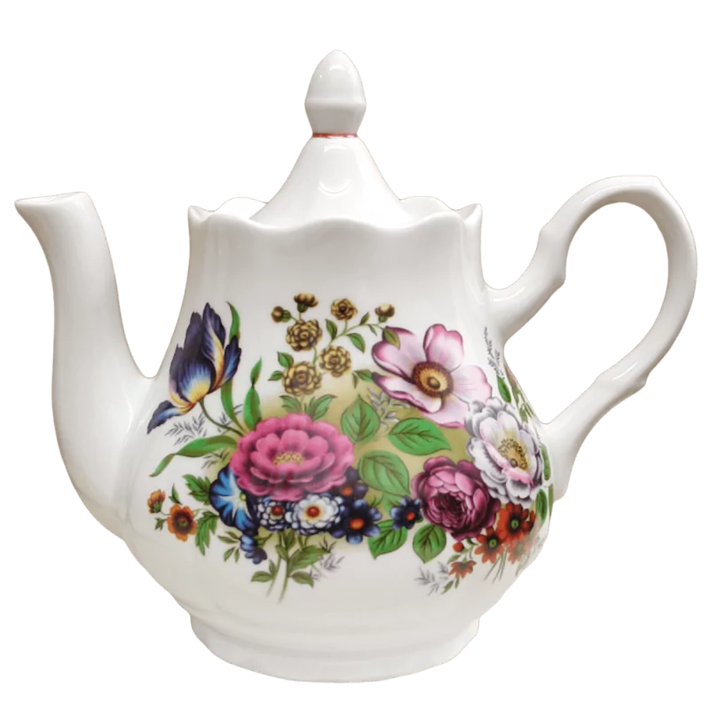 Чайник фарфоровый 1750 мл "Ностальгия", цветочная поляна